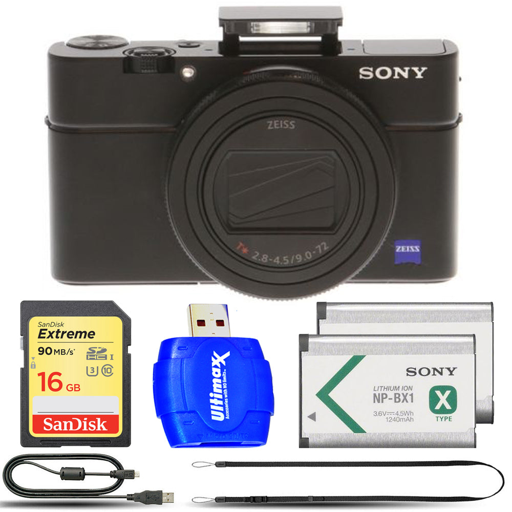 Sony Cyber-shot DSC-RX100 VII Digital Camera + EXT BATT + Reader 16GB Kit