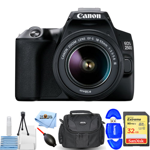 Canon EOS 250D/Rebel SL3 mit 18-55 mm f/3.5-5.6 III Objektiv - Essential 32 GB Bundle