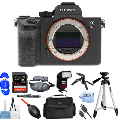 Sony Alpha a7R III spiegellose Digitalkamera (Gehäuse) 64 GB + Blitz + Stativ-Paket