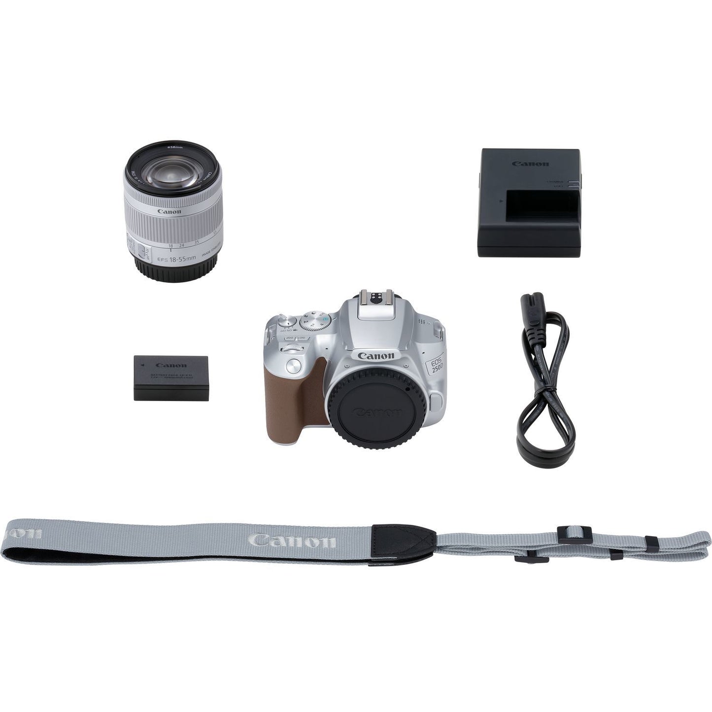 Canon EOS 250D with EF-S 18-55mm f/4-5.6 IS STM Lens (Silver) 7PC Accessory Kit