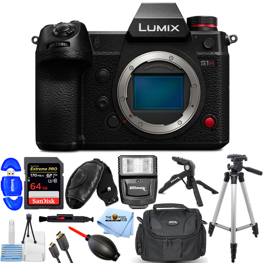 Panasonic Lumix S1H spiegellose Kamera DC-S1HBODY – 12-teiliges Zubehörpaket