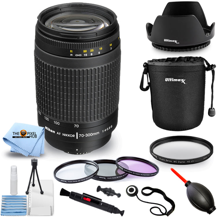 Nikon AF Zoom Nikkor 70–300 mm 1:4–5,6G-Objektiv (schwarz) 1928 – Filter-Kit-Paket