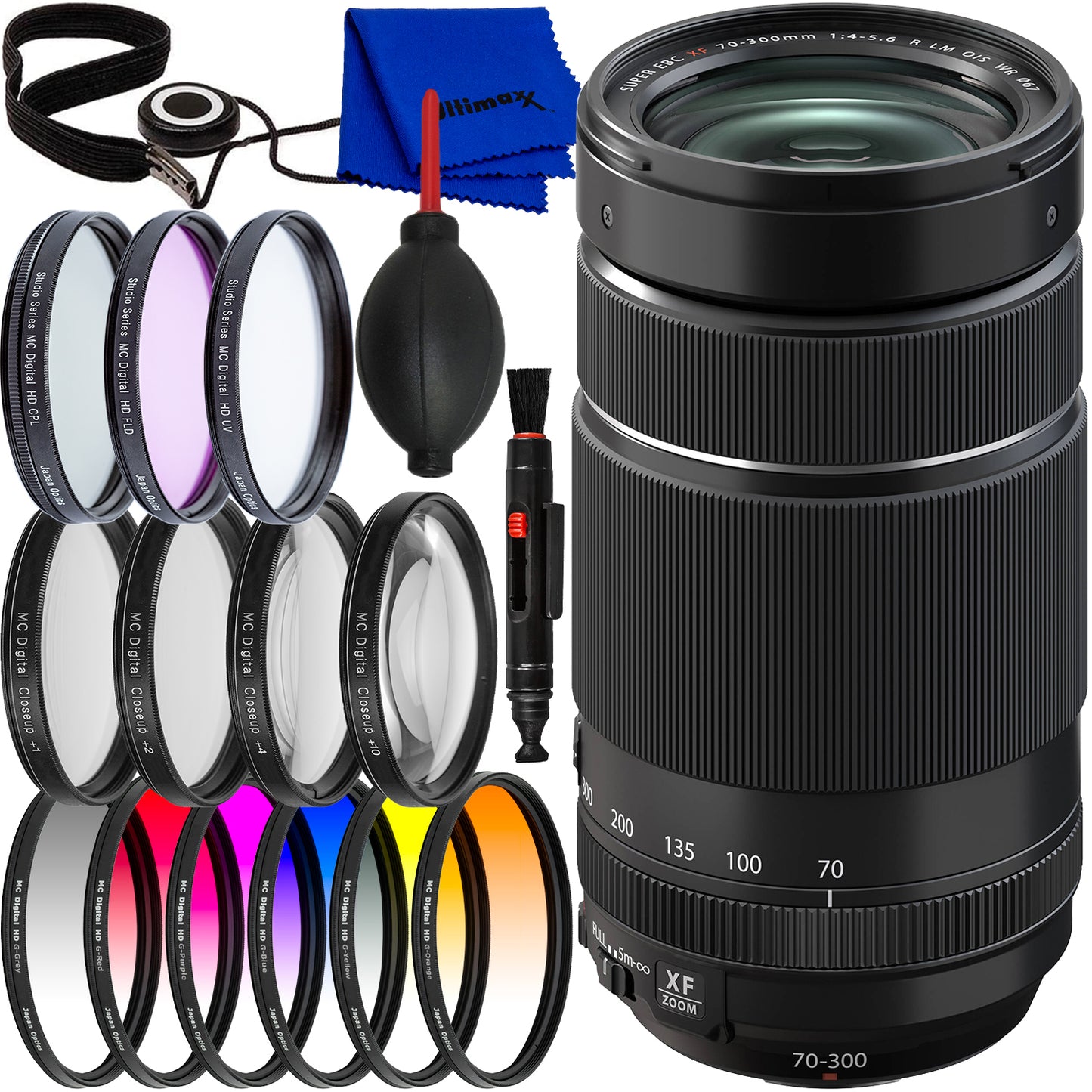 FUJIFILM XF 70-300mm f/4-5.6 R LM OIS WR Lens 16666868 - 8PC Accessory Bundle