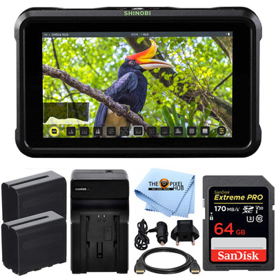 Atomos Shinobi 5,2" 4K HDMI Monitor ATOMSHBH01 + 2 Batterien + 64GB Bundle