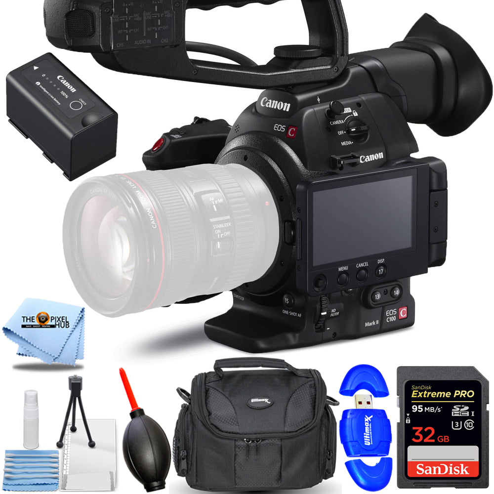 Canon EOS C100 Mark II Cinema EOS-Kamera mit Dual Pixel CMOS AF-Gehäuse – 32 GB Kit