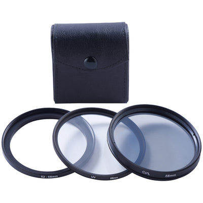 ONN 58 mm UV- und CPL-Filter + 52 mm auf 58 mm Step-Up-Ring + Linsenreinigungsstift