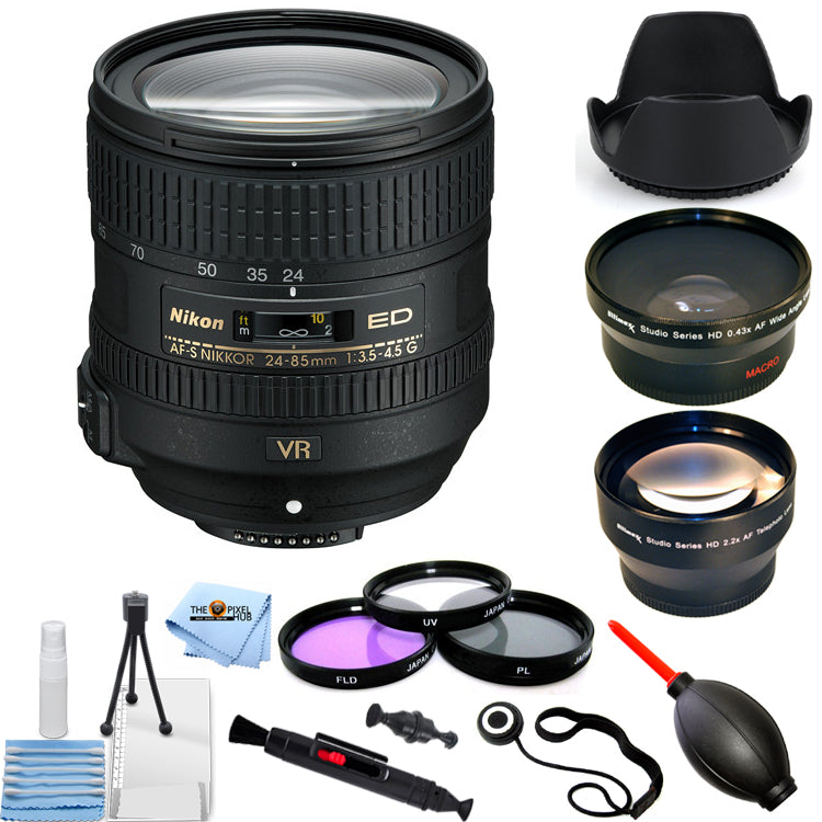 Nikon AF-S NIKKOR 24–85 mm 1:3,5–4,5G ED VR-Objektiv + Filter-Kit-Paket