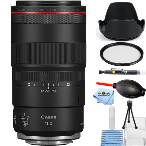 Canon RF 100mm f/2.8L Macro IS USM Objektiv mit UV-Filter-Reinigungsset und Gegenlichtblende