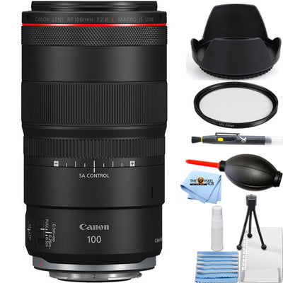 Canon RF 100mm f/2.8L Macro IS USM Lens With UV Filter Cleaning Kit and Hood