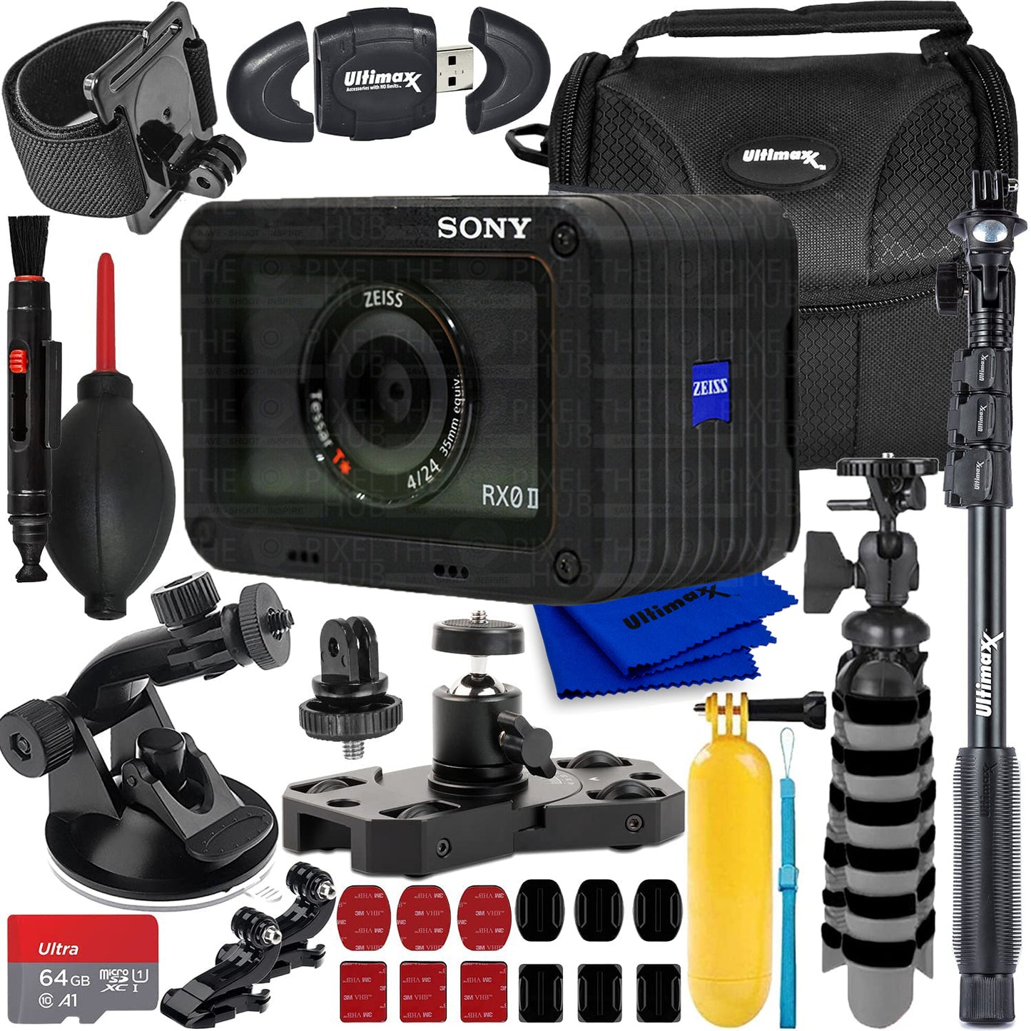 Sony Cyber-shot DSC-RX0 II Digital Camera - 15PC Accessory Action Bundle