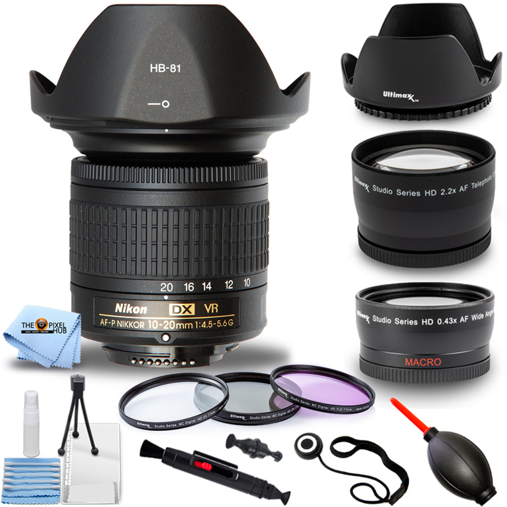 Nikon AF-P DX NIKKOR 10–20 mm 1:4,5–5,6G VR-Objektiv 20067 – 10-teiliges Zubehörpaket