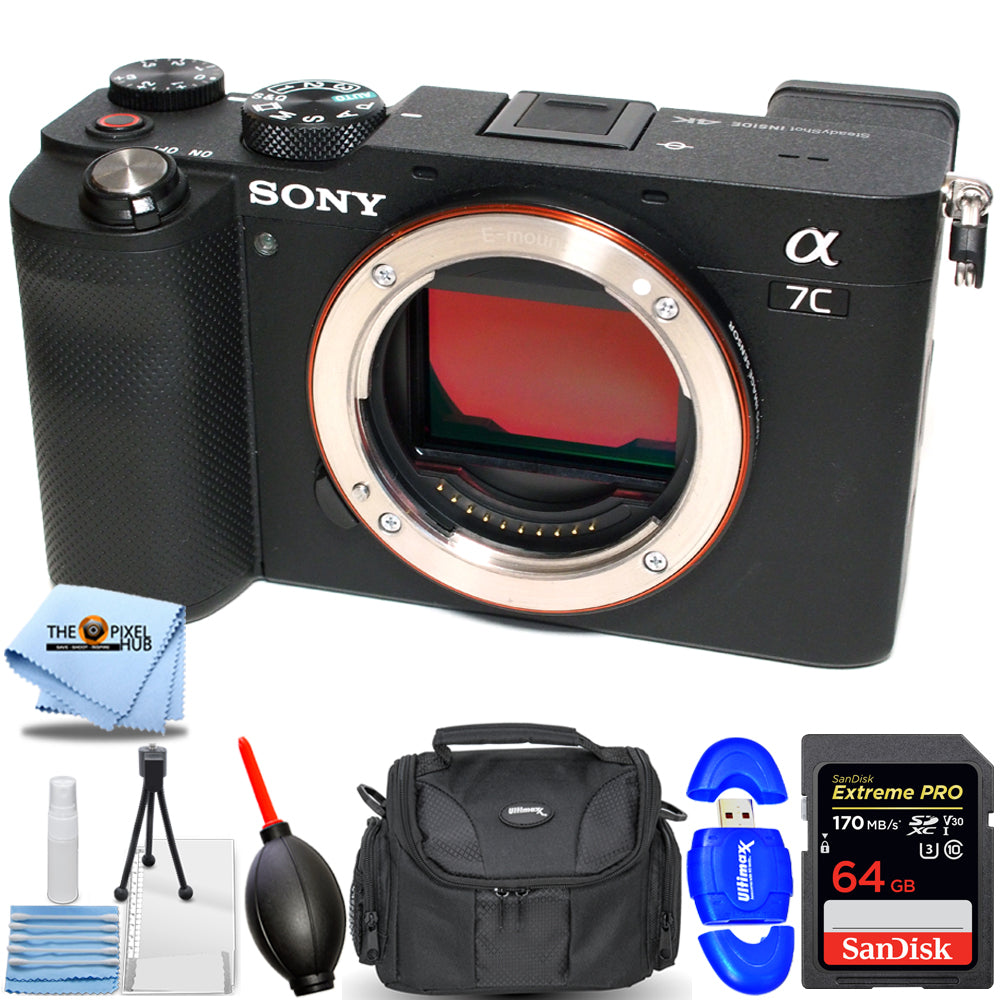 Sony Alpha a7C spiegellose Digitalkamera (Gehäuse) ILCE7C/B – 7-teiliges Zubehörpaket