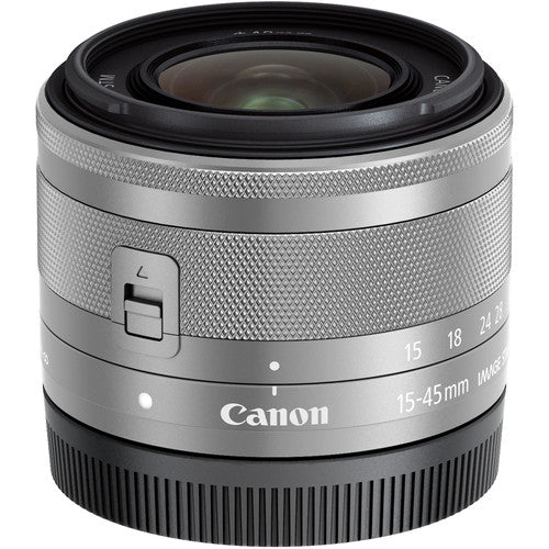 Canon EF-M 15-45mm f/3.5-6.3 IS STM Objektiv (Silber) 0597C002 - 7-teiliges Zubehörset