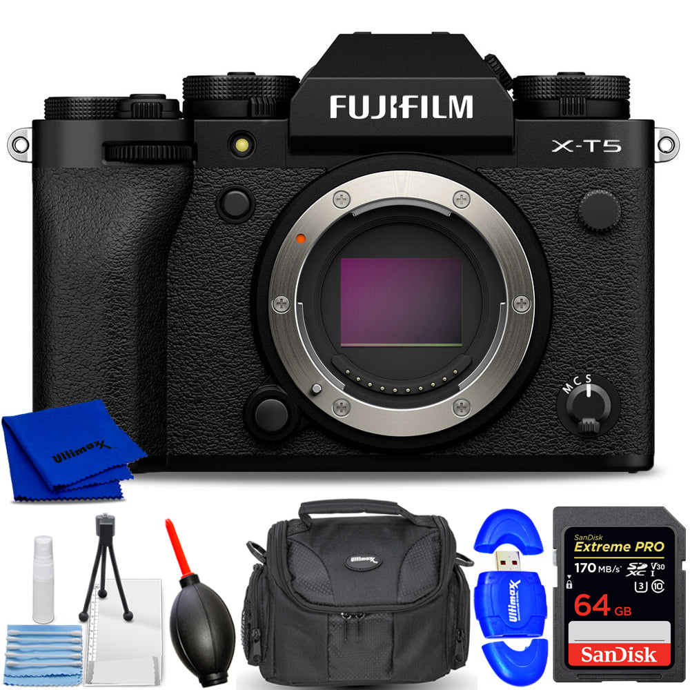 FUJIFILM X-T5 Mirrorless Camera (Black) 16782301 - 7PC Accessory Bundle