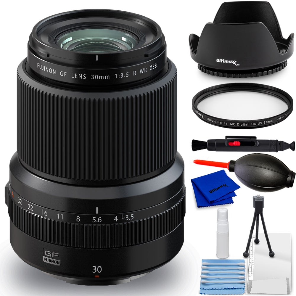 FUJIFILM GF 30mm f/3.5 R WR Lens 600021771 - 7PC Accessory Bundle