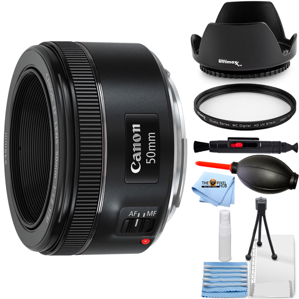 Canon EF 50mm f/1.8 STM Objektiv 0570C002 + UV-Filter + Tulpenblende-Objektivpaket