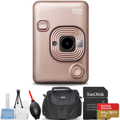 FUJIFILM INSTAX Mini LiPlay Hybrid-Sofortbildkamera (Blush Gold) – 6er-Paket