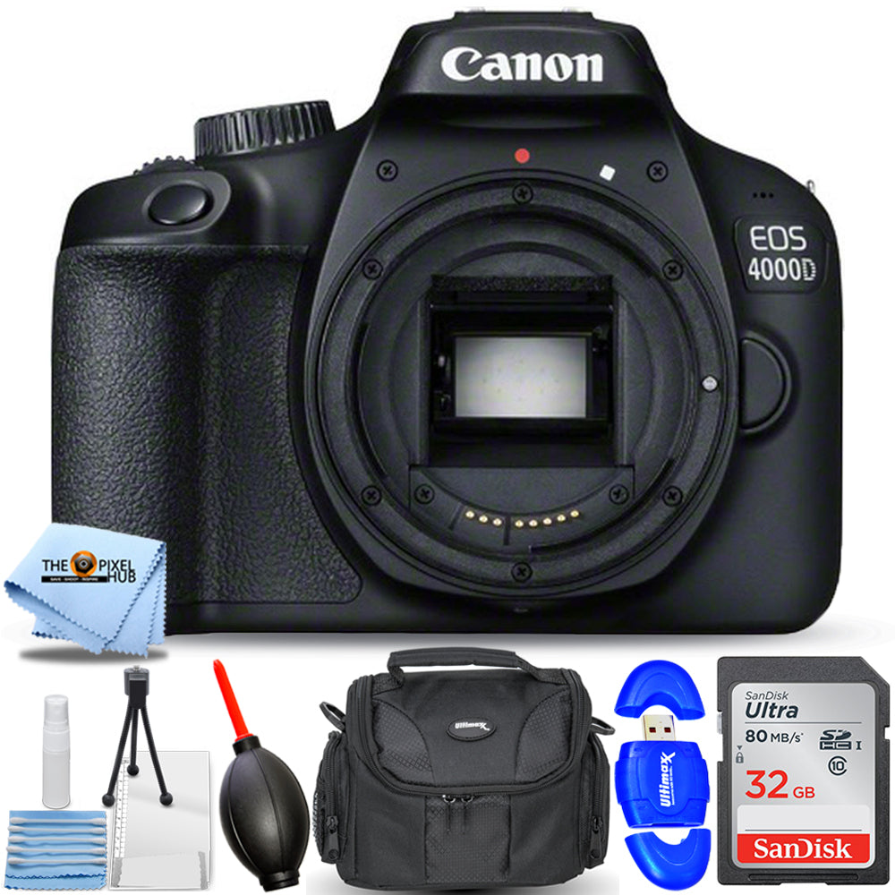 Canon EOS 4000D / Rebel T100 DSLR-Kamera (nur Gehäuse) – Essential 32 GB Bundle