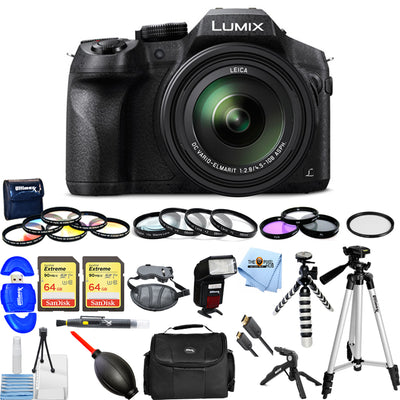 Panasonic Lumix DMC-FZ300 Digitalkamera Mega 128 GB Blitz Stative Bundle