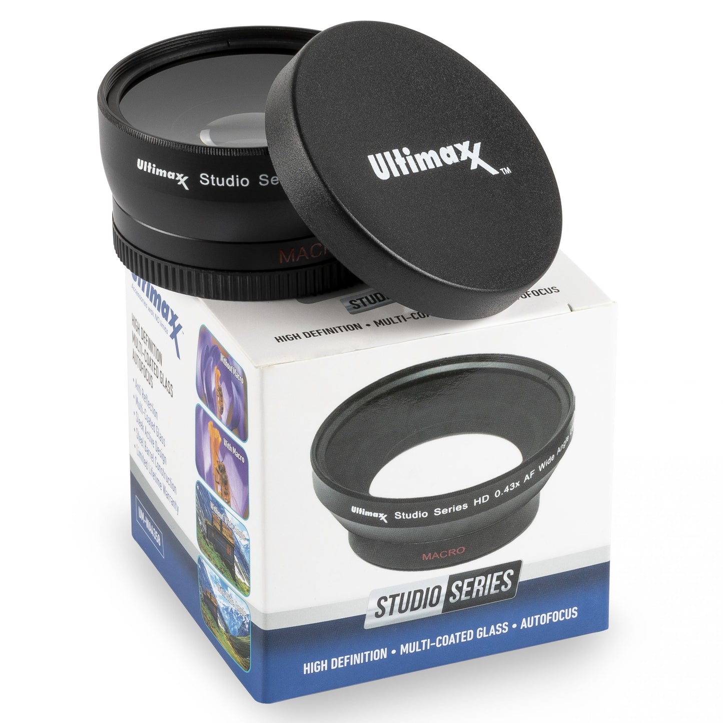 58mm 0,43x ULTIMAXX Professionelles Weitwinkelobjektiv mit Makro für Canon Nikon Sony