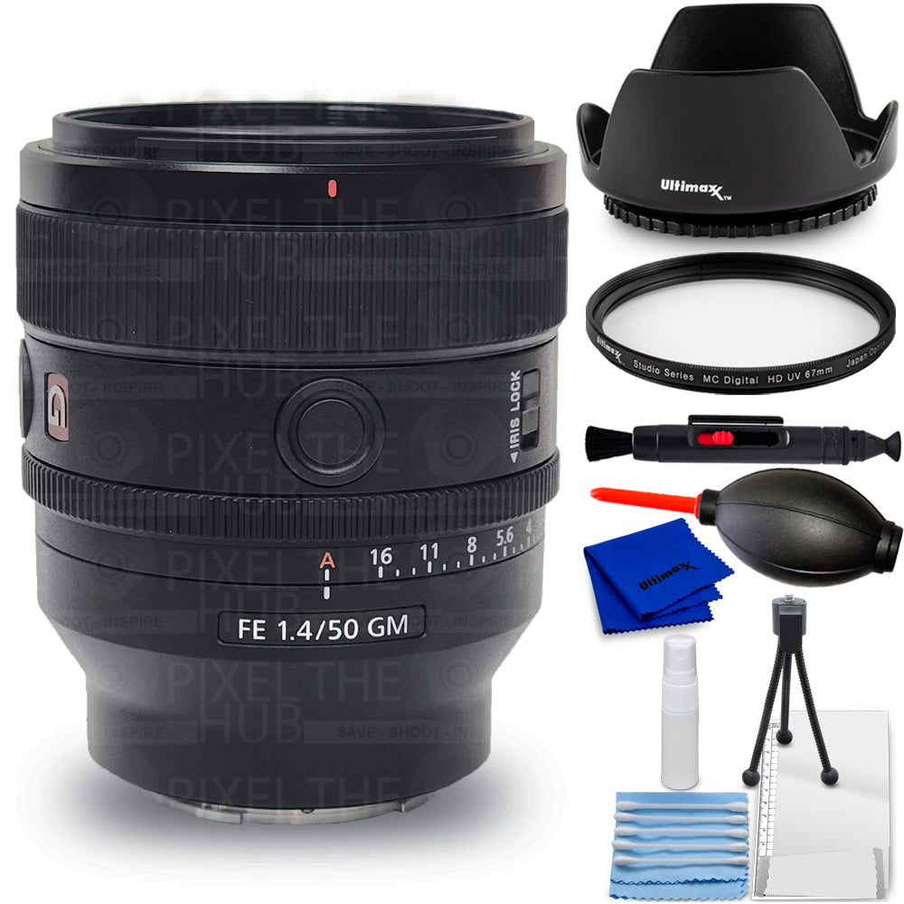 Sony FE 50 mm f/1.4 GM-Objektiv (Sony E) SEL50F14GM – 7-teiliges Zubehörpaket