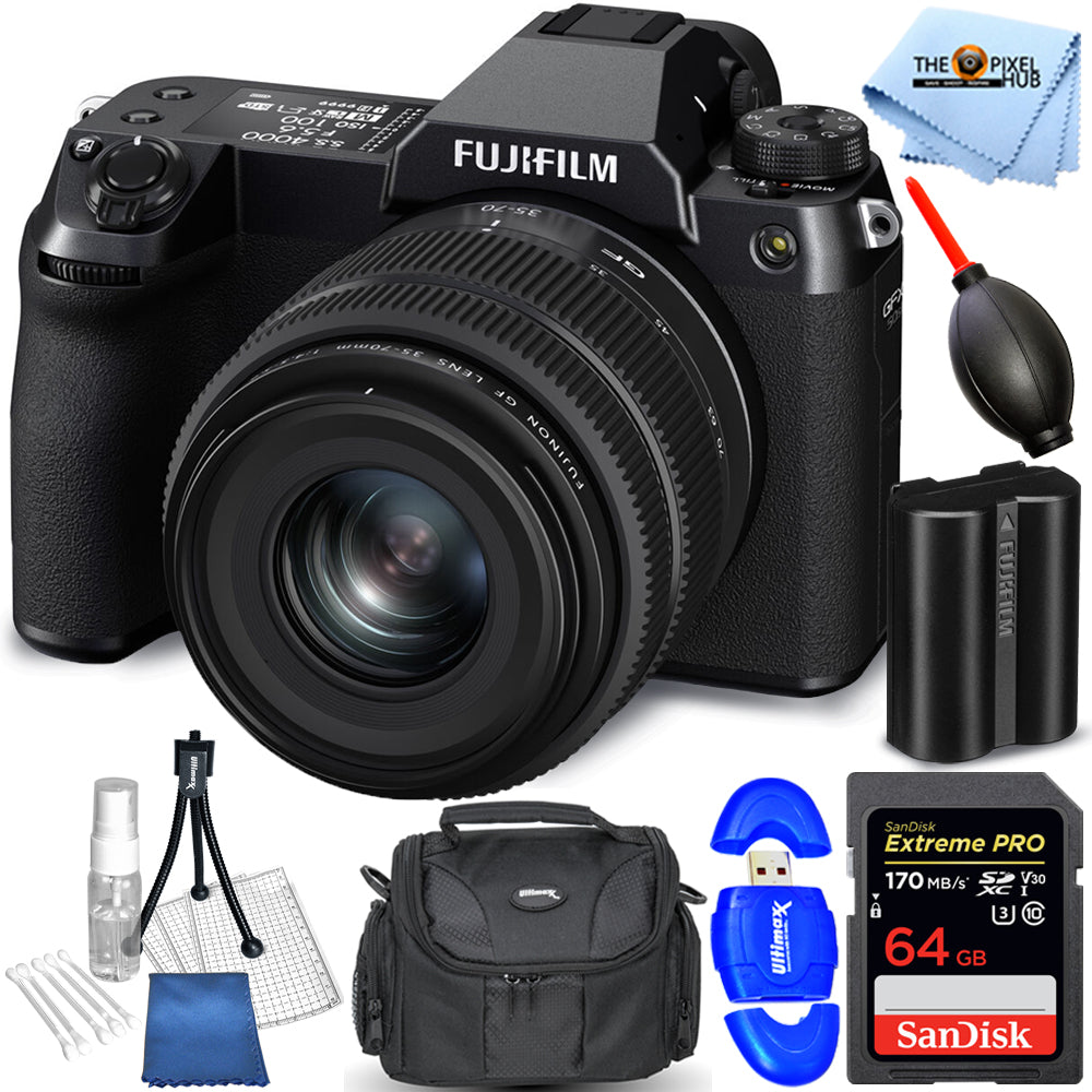 FUJIFILM GFX 50S II spiegellose Mittelformatkamera mit 35-70-mm-Objektiv – Bundle