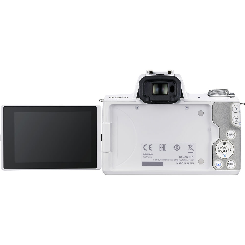 Canon EOS M50 Mark II Mirrorless Camera with 15-45mm Lens (White) - 4729C004