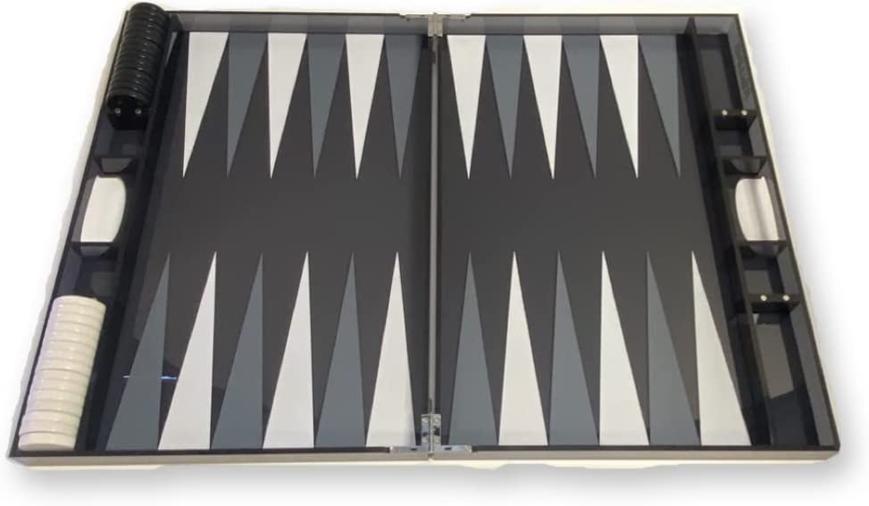 Lucite Acryl-Backgammon-Set, 18 Zoll großes Premium-Brett und Spielsteine ​​(transparentes Schwarz)