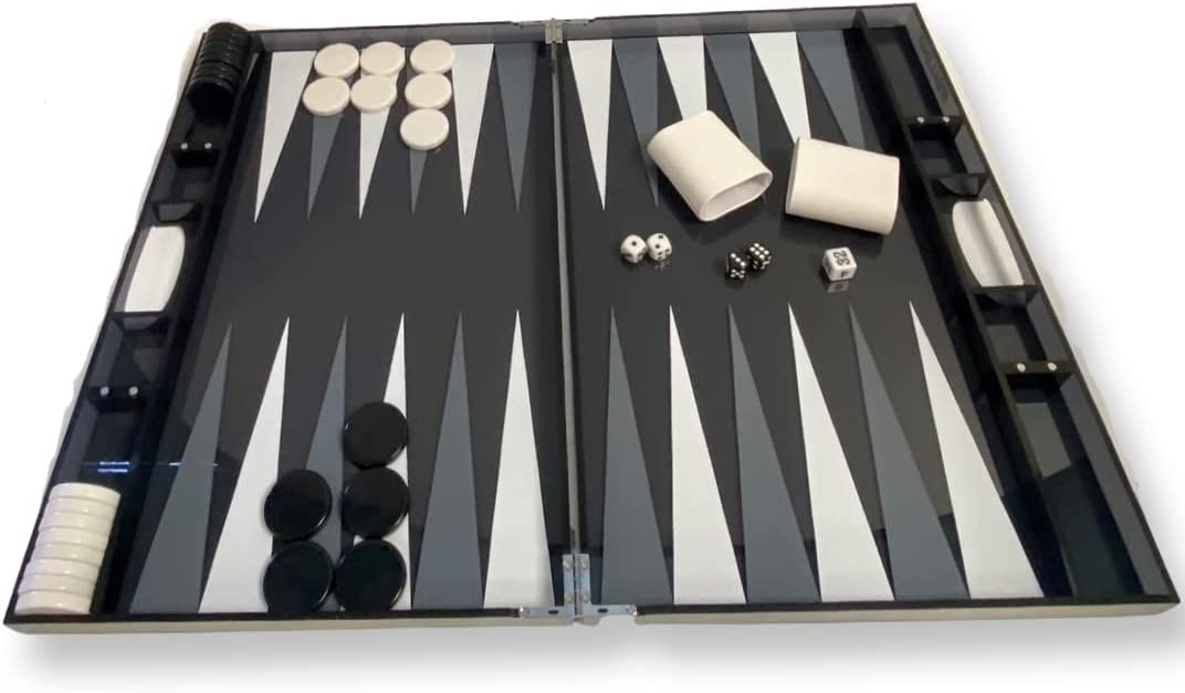 Lucite Acryl-Backgammon-Set, 18 Zoll großes Premium-Brett und Spielsteine ​​(transparentes Schwarz)