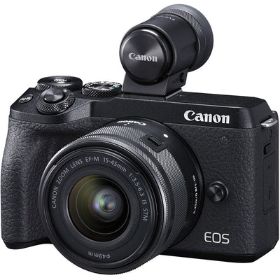 Canon EOS M6 Mark II spiegellose Kamera mit 15-45-mm-Objektiv und EVF (schwarz) – gebraucht