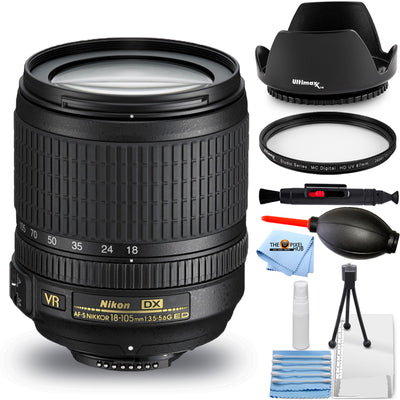 Nikon AF-S DX NIKKOR 18–105 mm 1:3,5–5,6G ED VR-Objektiv – UV-Paket, neu in weißer Box