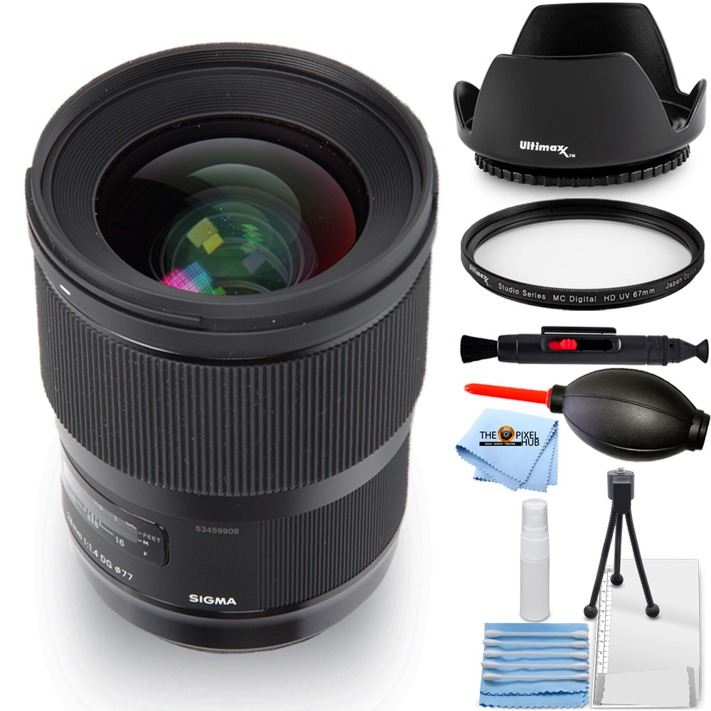 Sigma 28mm f/1.4 DG HSM Art Objektiv für Canon EF 441954 - Essential UV Bundle