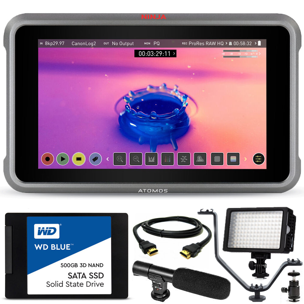 Atomos Ninja V+ 5,2" 8K HDMI H.265 Raw-Aufnahmemonitor + WD Blue 3D 500 GB Kit