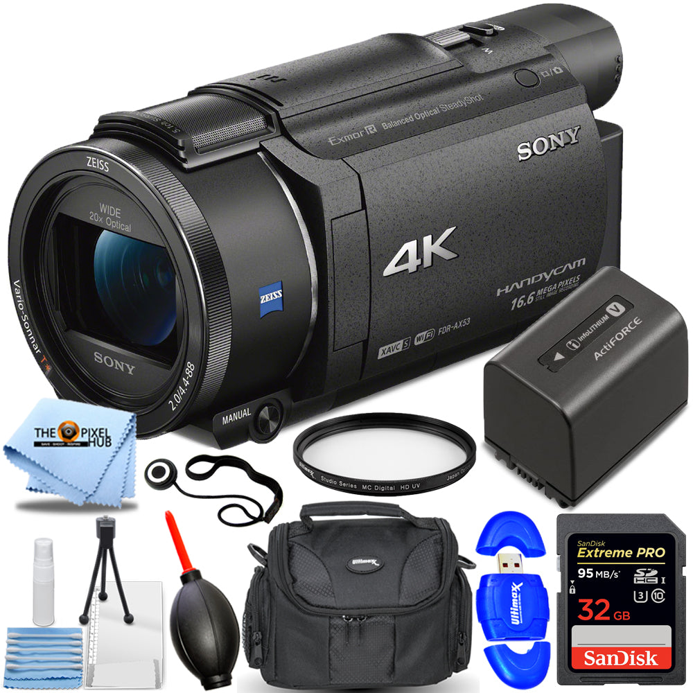 Sony FDR-AX53 4K Ultra HD Handycam Camcorder (Schwarz) - 10-teiliges Zubehörpaket