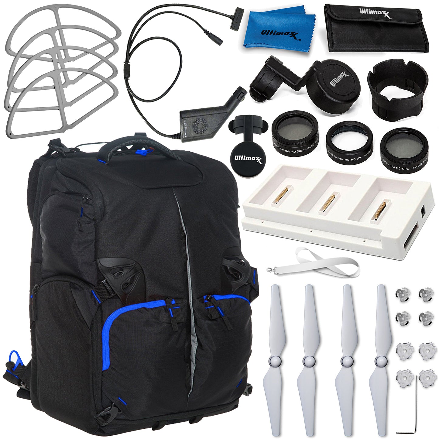 Accessory Bundle For DJI Phantom 4 With Backpack Filter Kit Charger Hub Props