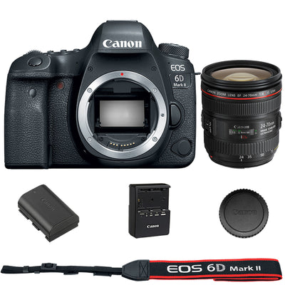 Canon EOS 6D Mark II DSLR-Kamera (nur Gehäuse) + Canon EF 24-70 mm F/4L IS USM-Objektiv