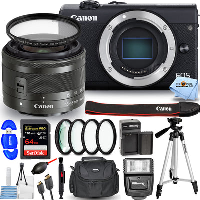 Canon EOS M200 spiegellose Digitalkamera mit 15-45-mm-Objektiv (schwarz) Filterpaket