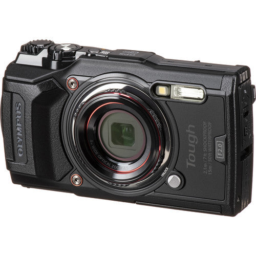 Olympus Tough TG-6 wasserdichte Digitalkamera (schwarz) – 7-teiliges Zubehörpaket