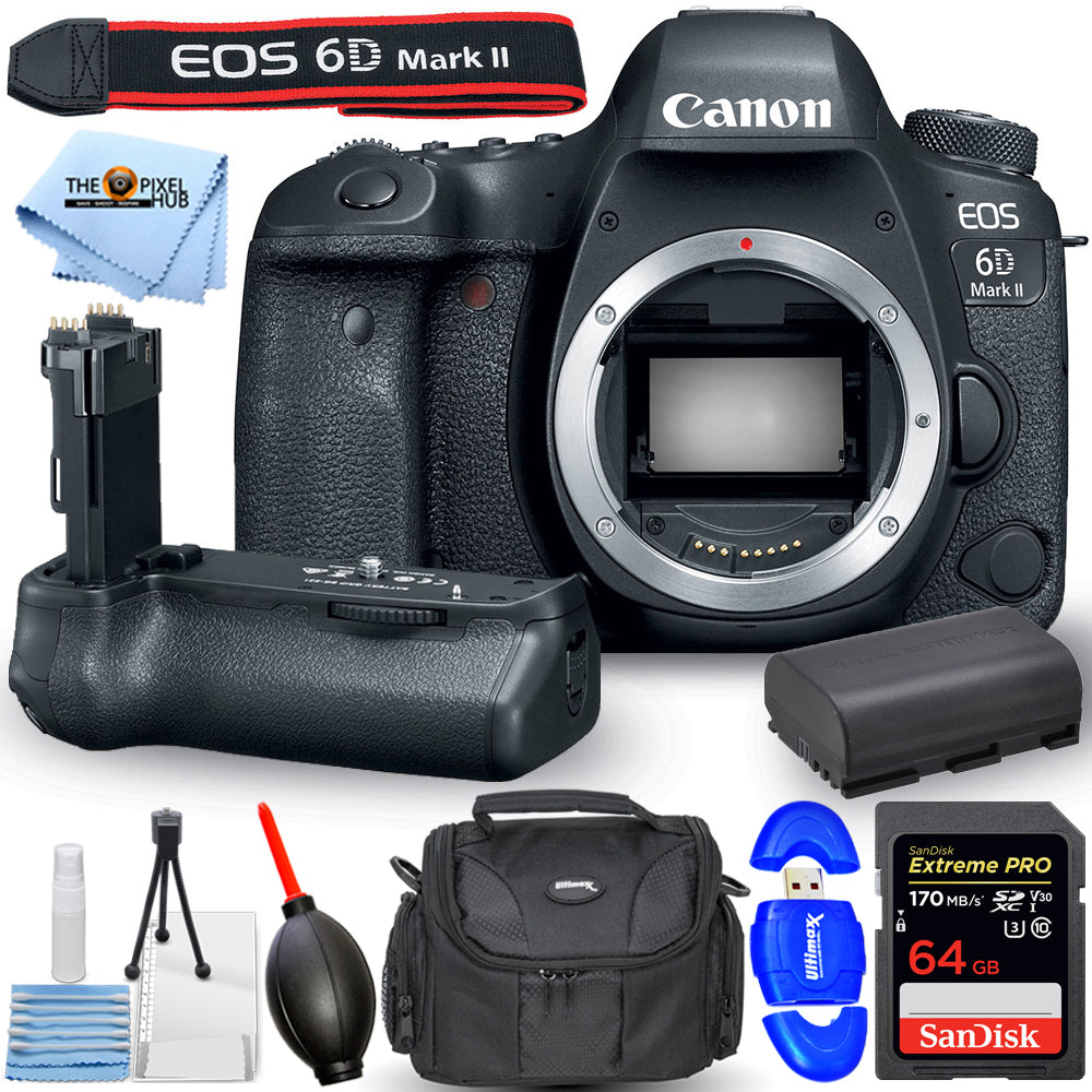 Canon EOS 6D Mark II DSLR-Kamera (Gehäuse) + BG-E21 Batteriegriff + 64 GB Bundle