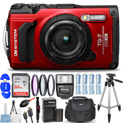 OM SYSTEM Tough TG-7 Digitalkamera (Rot) Bundle 3