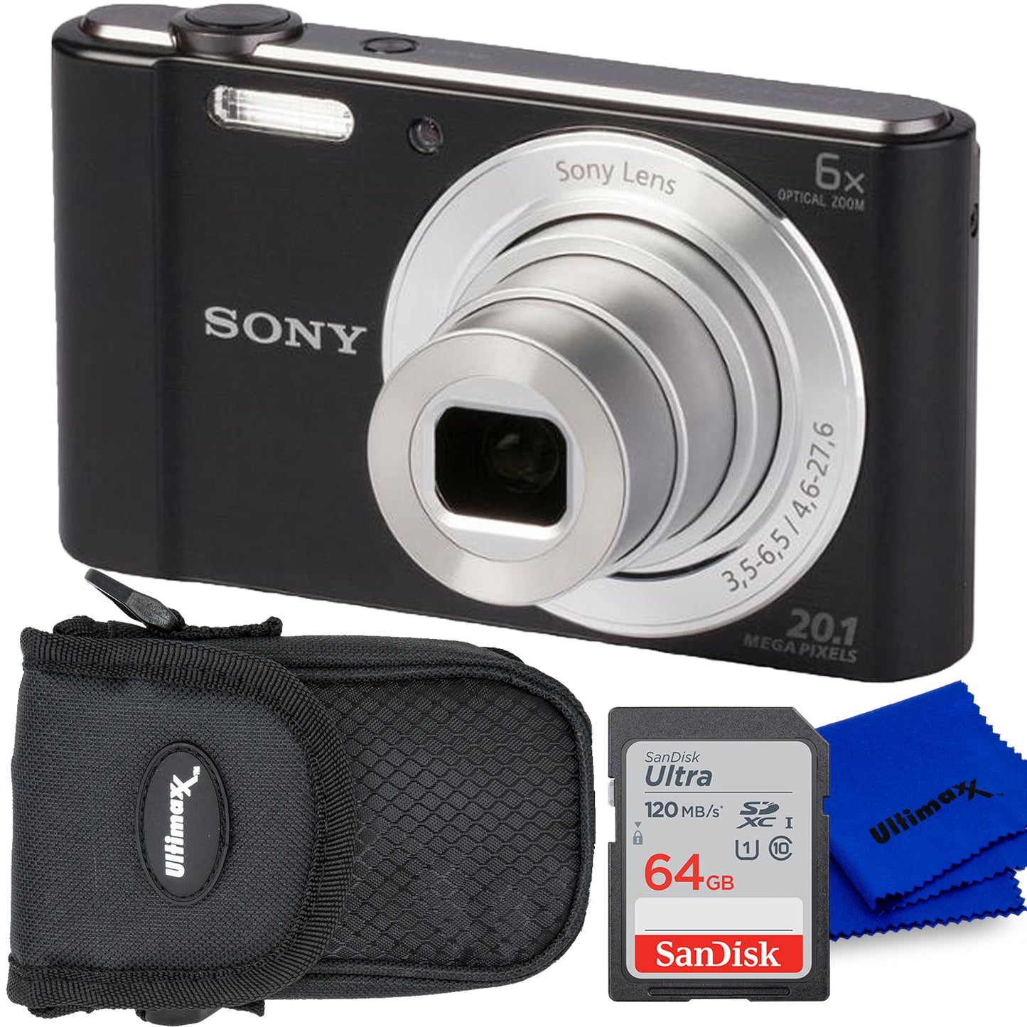 Sony Cyber-shot DSC-W810 Digitalkamera (Schwarz) – 64 GB Zubehörpaket