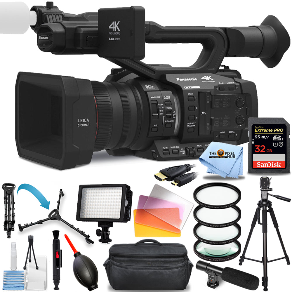 Panasonic AG-UX180 4K Premium Profi-Camcorder + 32 GB + LED-Licht PAKET